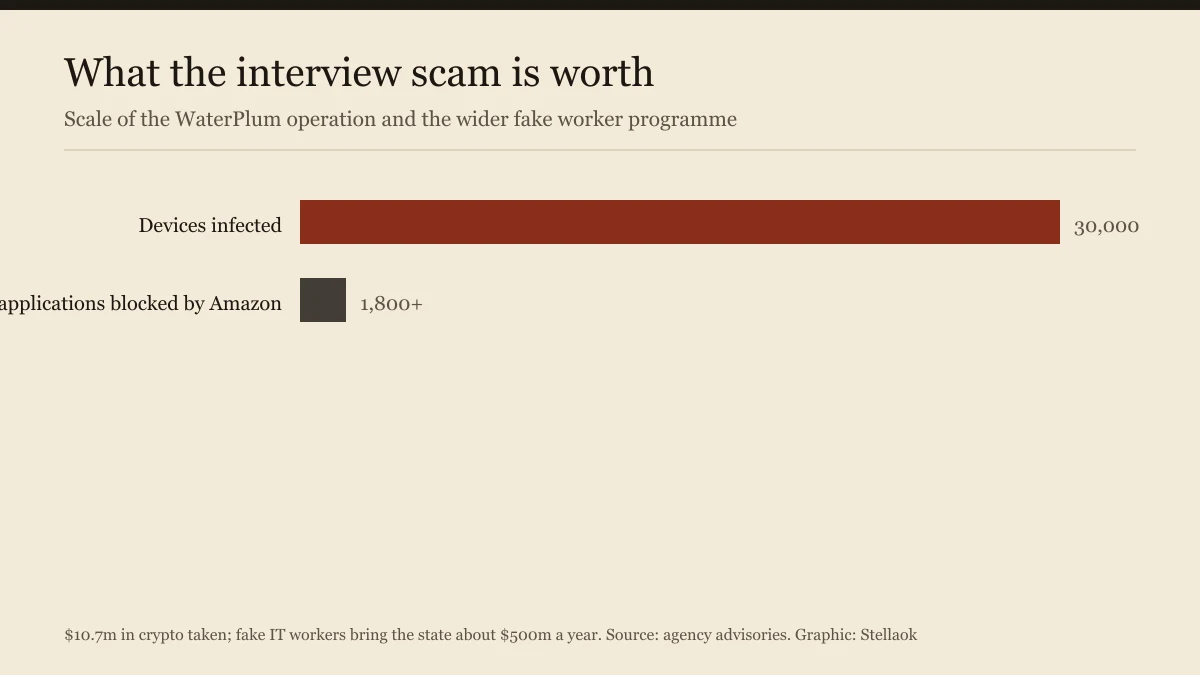 Bar chart showing 30,000 infected devices and more than 1,800 blocked applications