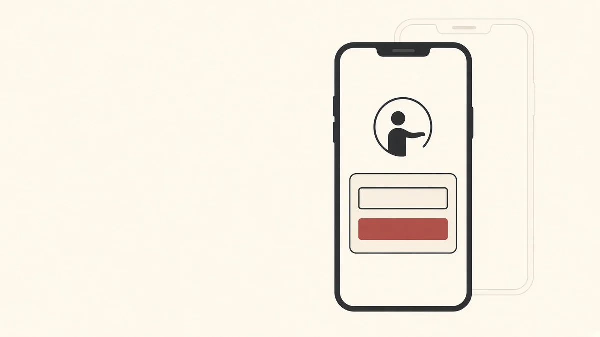 Illustration of a phone showing an accessibility permission dialogue with a faint duplicate screen behind it